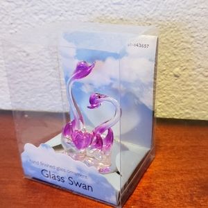 Purple Glass Swans Figurine NEW Valentines Day Gift